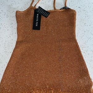 White Fox Boutique Metallic Copper Mini Dress